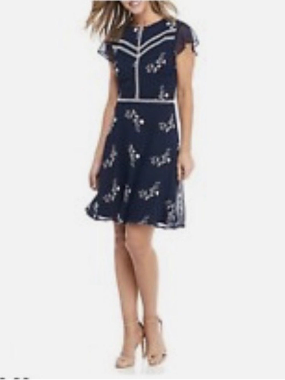 madison leigh Navy Floral Fit & Flare Mini Dress